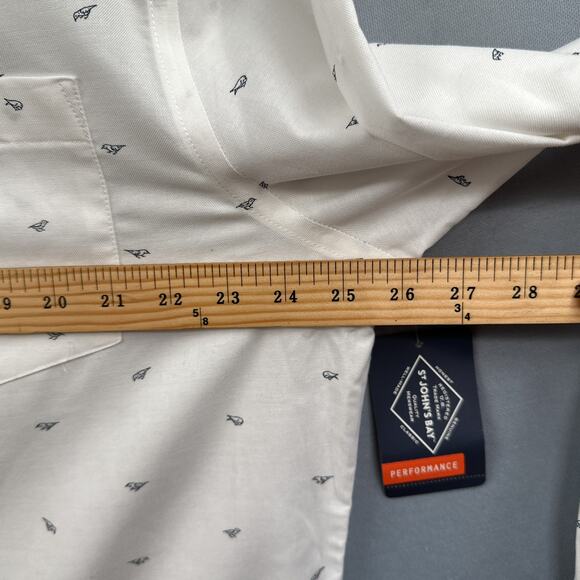 St Johns Bay Dress Shirt XL White Birds Business Career Office Button Down New - Picture 13 of 13